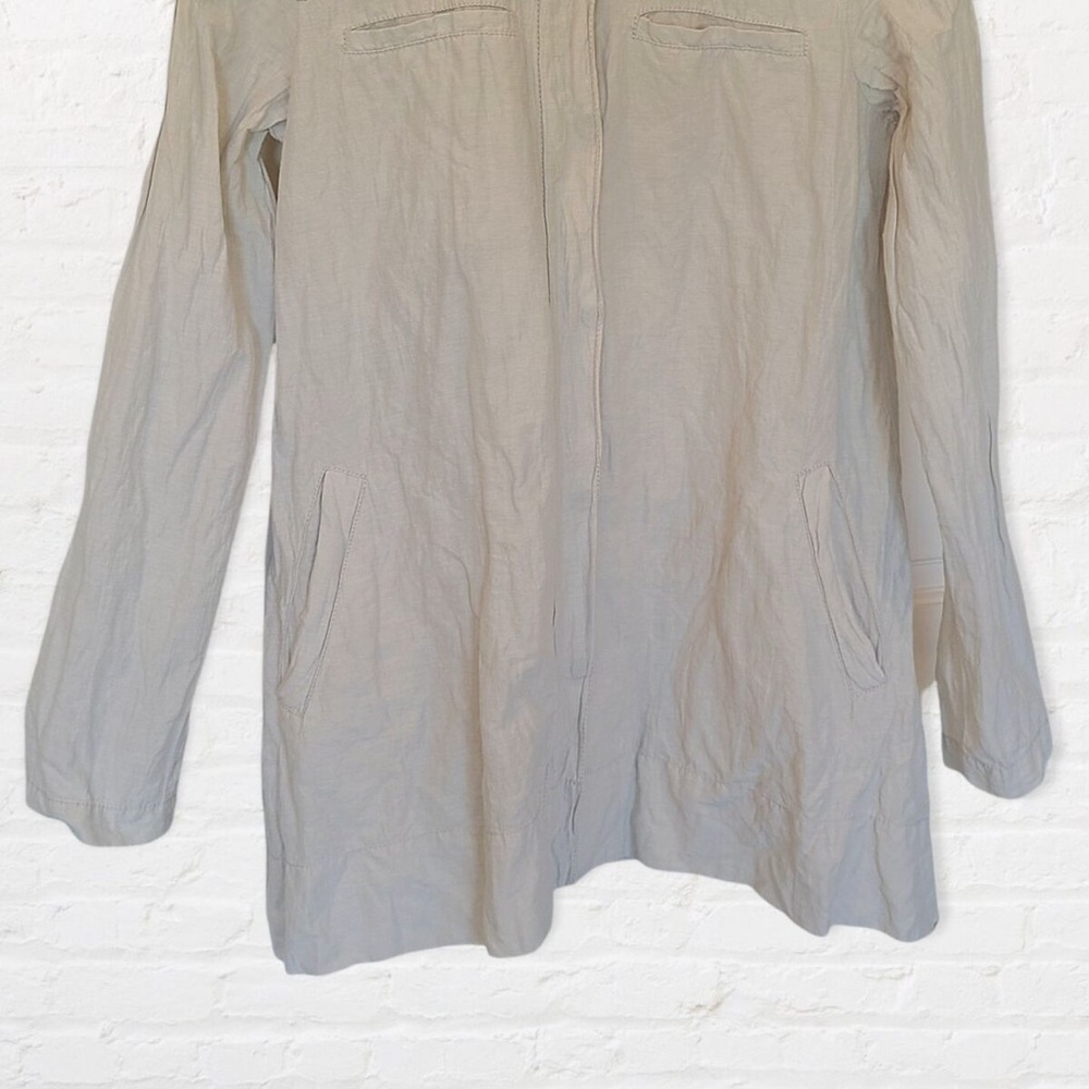 Eileen Fisher Jacket Rumpled Organic Cotton Blend M Medium zip hooded A Line - Picture 6 of 14